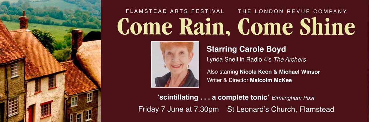 Fans of <a href="/BBCTheArchers/">The Archers</a> don't miss this! Should be a wonderful show in a beautiful English Village setting. Part of the Flamstead Arts Festival #TheArchers #music #flamstead #herts #community
