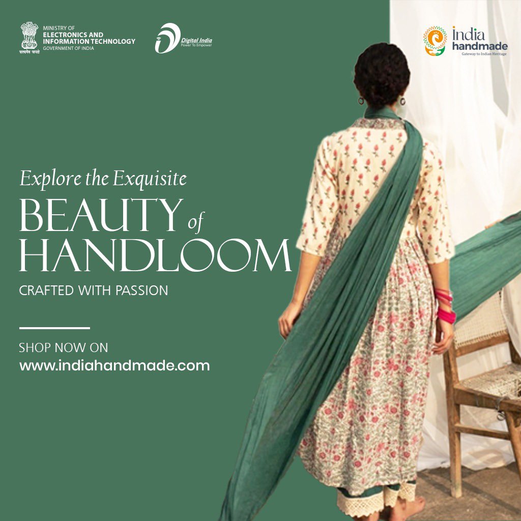 India Handmade envisages raising the dignity of the Indian artisans and kindling an interest in an unsurpassed legacy of craft that spans millennia and spreads across the length and breadth of India.  #DigitalIndia @Indiahandmade_ @TexMinIndia @DigitalIndiaCrp
