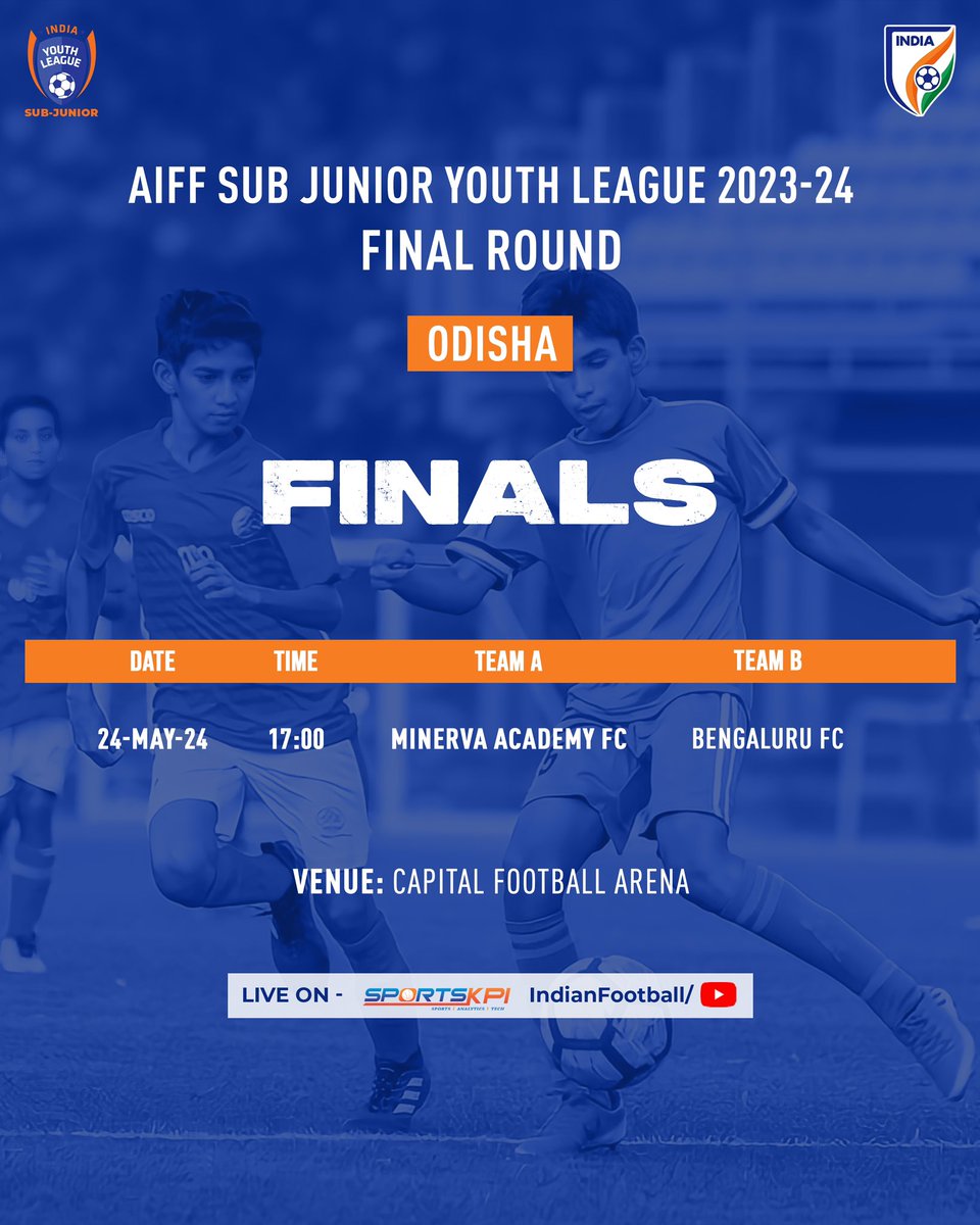Minerva Academy FC takes on Bengaluru FC in the AIFF Sub Junior Youth League Final tomorrow! 🔥 💻 Tune in to catch the action on Indian Football YouTube channel. #IndianFootball ⚽️