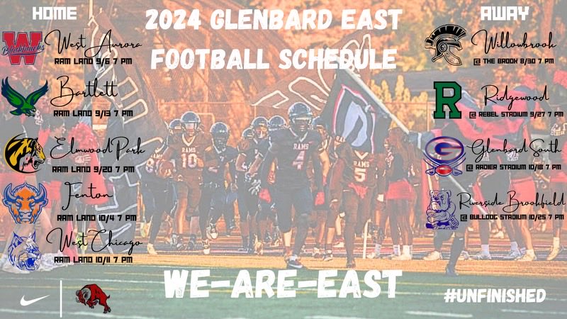 🚨 🚨 2024 Schedule Drop! Save the dates and get your 🍿and 🎟️ ready. The Rams are going to be back in action soon! ⁦⁦@GEHS_Athletics⁩ #WEAREEAST #EAT