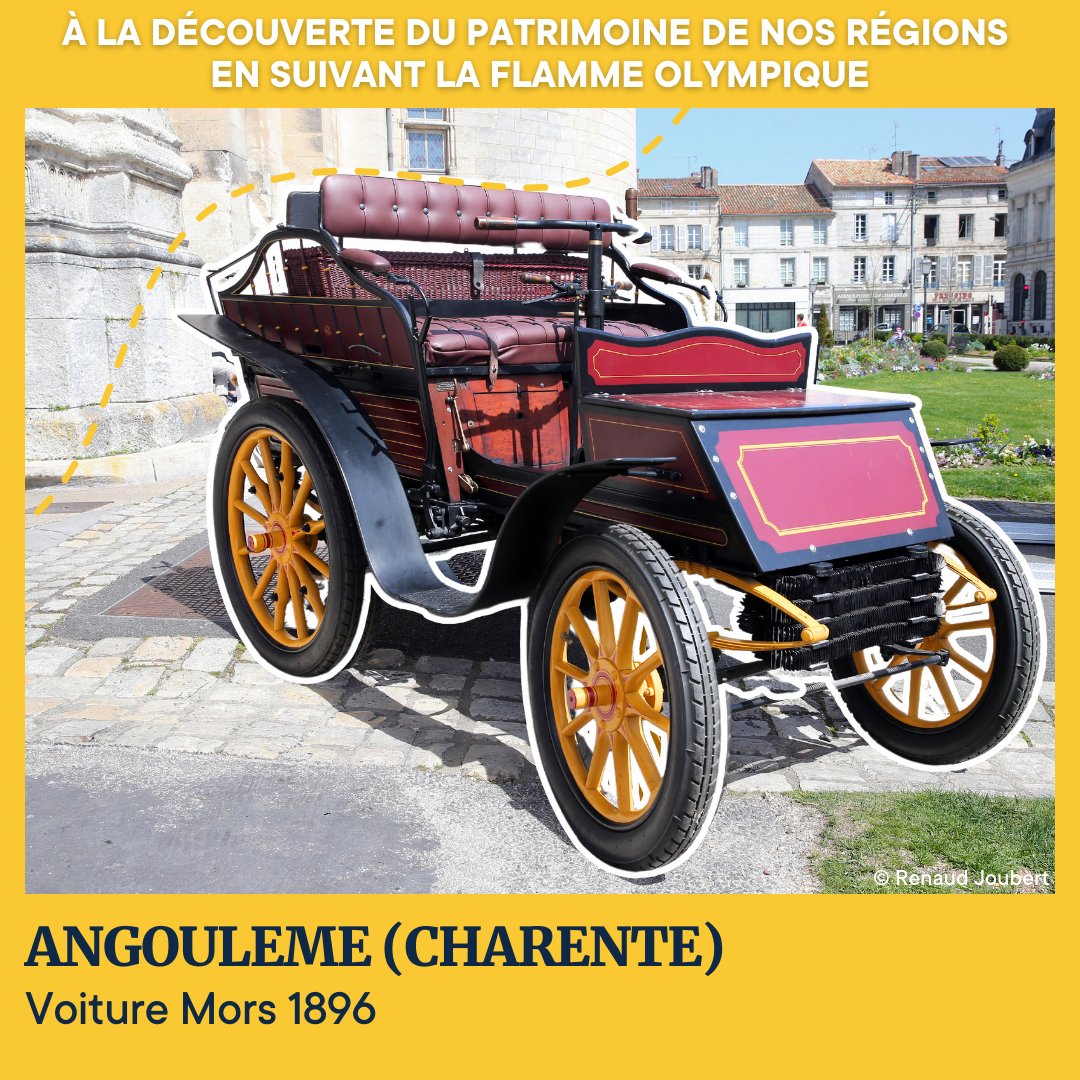 🔥24/05 la flamme olympique @Paris2024 passe à @villeangouleme L'occasion de découvrir la voiture Mors 1896, dernier exemplaire connu de ce pionnier français de l’automobile. Sa restauration est soutenue par la @fond_patrimoine et @motul ➡️fondation-patrimoine.org/les-projets/vo…