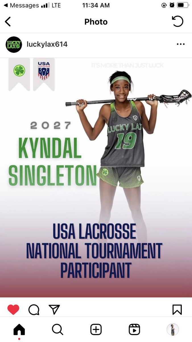Congratulations to Kyndal for being selected for an opportunity to compete on a national level this weekend in Raleigh, NC. with @NationUnitedWL . We are grateful for the opportunity. 

@LuckyLax614 @CAGirlsLacrosse