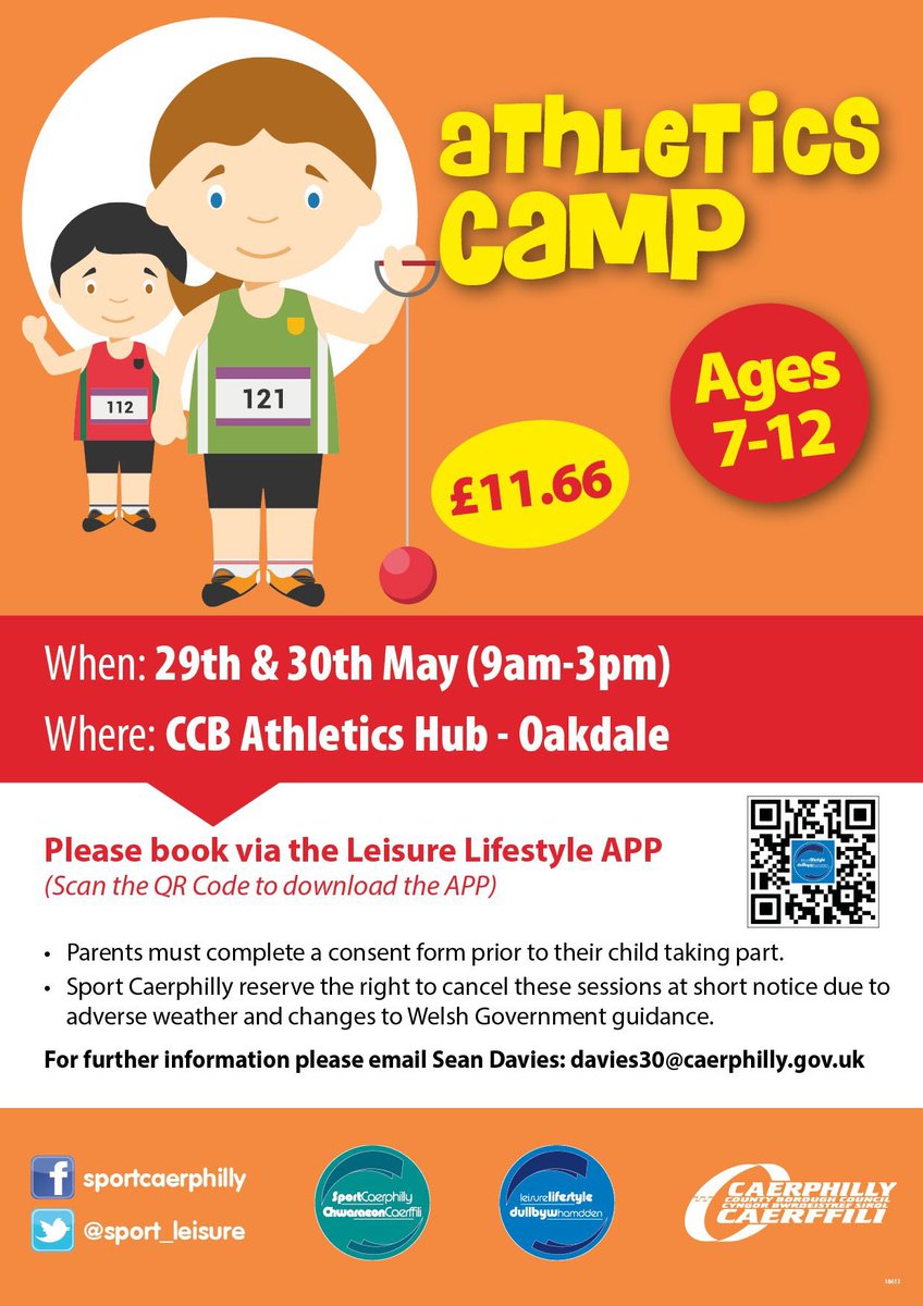 ‼️Bookings for the Whitsun Athletics, Disability Sport and football camps (week commencing 27th) need to be booked by tomorrow (Friday 24th May) midday, due to organisational procedures. Thank you for your cooperation. @CaerphillyCBC @Leisure_ccbc