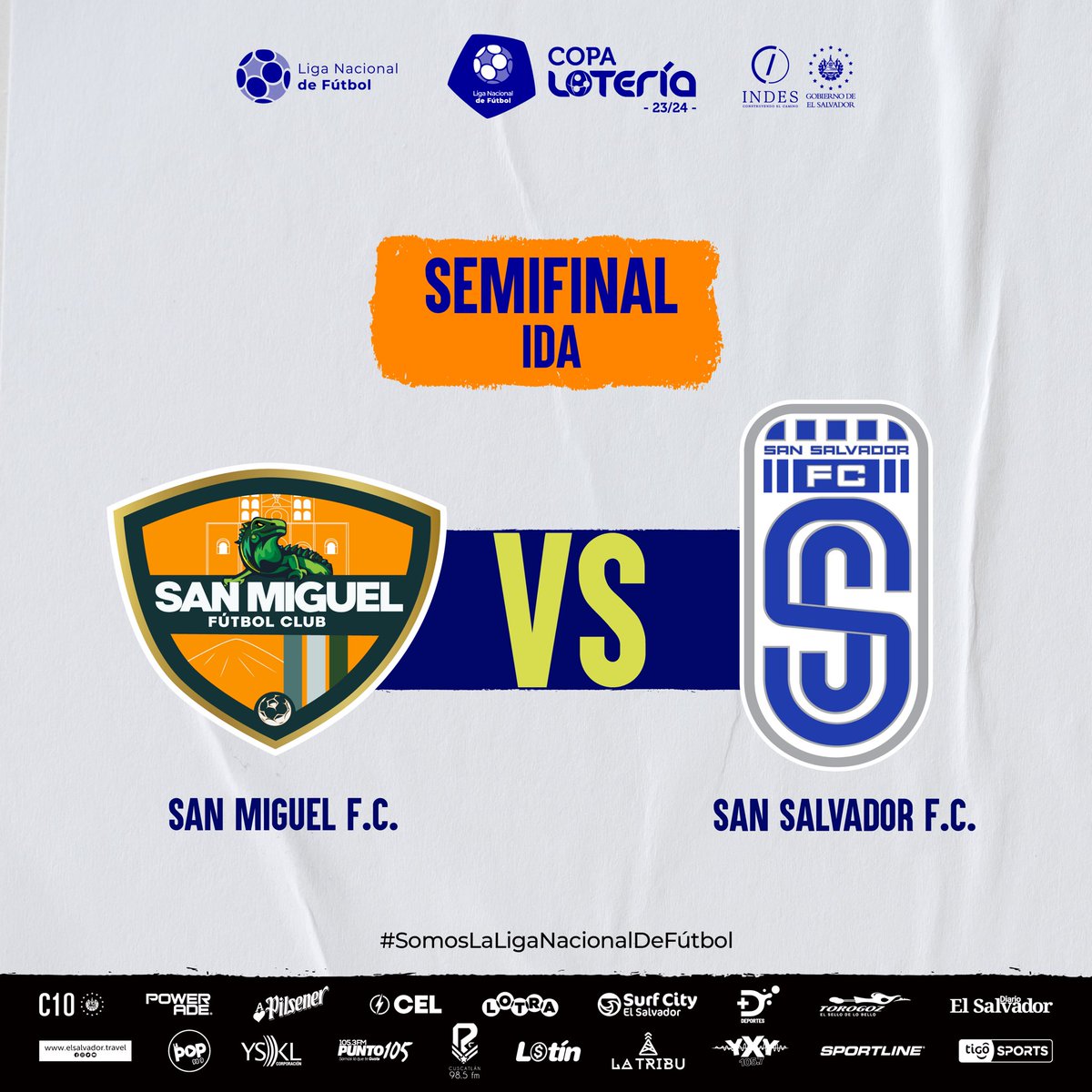 ¡𝚃𝙾𝙳𝙾 𝙻𝙸𝚂𝚃𝙾! 🫡

🗓️: Semifinales (ida). 
⏰: 2:30 p.m.

𝐂.𝐃. 𝐔𝐬𝐮𝐥𝐮𝐭𝐚́𝐧 🆚 𝐂𝐚𝐛𝐚𝐧̃𝐚𝐬 𝐅.𝐂. 
𝐒𝐚𝐧 𝐌𝐢𝐠𝐮𝐞𝐥 𝐅.𝐂.🆚 𝐒𝐚𝐧 𝐒𝐚𝐥𝐯𝐚𝐝𝐨𝐫 𝐅.𝐂.

📺: @TigoSports_SV 

#SomosLaLigaNacionaldeFútbol