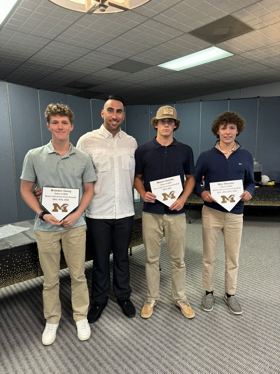 Thank you to our 3 seniors. Thank you for all you did for our manteo Baseball program #leaveitbetterthanyoufoundit