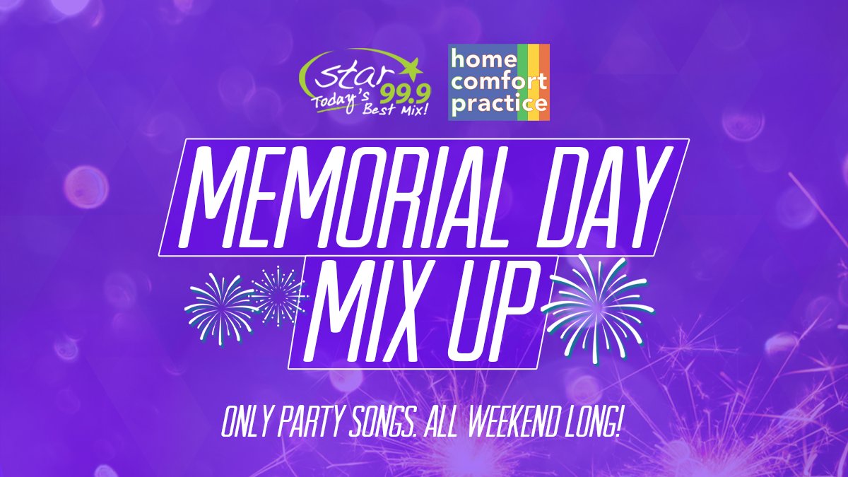All MDW we've got the best hits, ultimate party songs, and fav throwbacks 😎🎉⛱️🍹 Listen all weekend for the Star 99.9 Home Comfort Practice  Memorial Day Mix Up