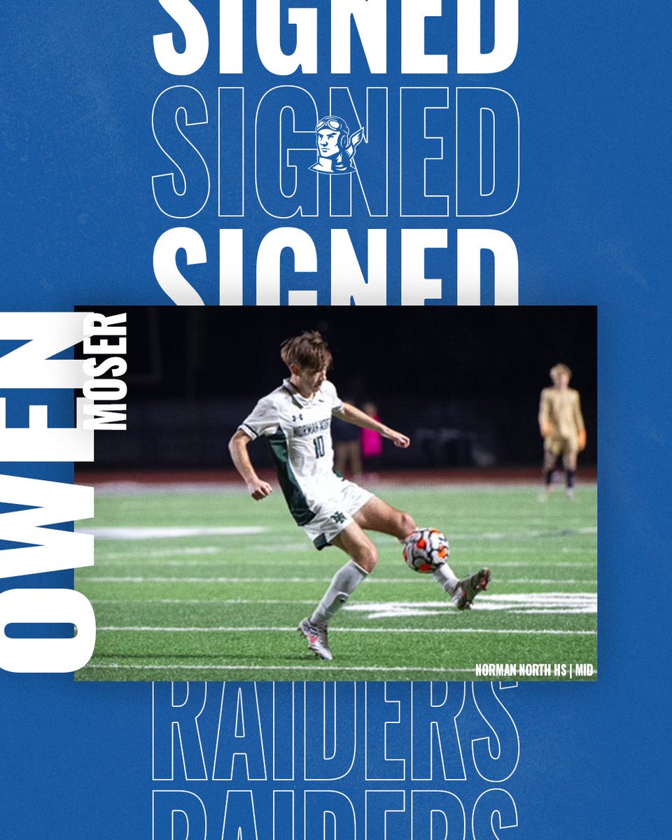 𝐈𝐧𝐤𝐞𝐝 𝐮𝐩. 𝐋𝐨𝐜𝐤𝐞𝐝 𝐢𝐧. Welcome to Raider Men’s Soccer, Owen! ✍️ Owen Moser ⚽ Midfielder 📍 Norman North High School #signingszn | #iamaRAIDER