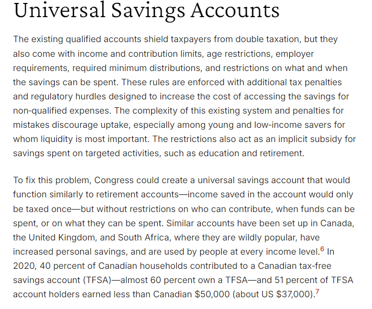 Really appreciate @adamnmichel for pitching universal savings accounts in his testimony before the Senate Committee on Finance.