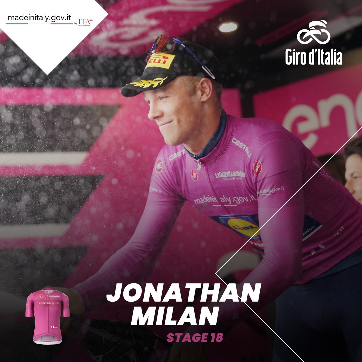 👕 The jerseys after Stage 1️⃣8️⃣: 💜 🇮🇹 @ MilanJonathan_ (LTK) - @ITATradeAgency giroditalia.it/classifiche/ #GirodItalia | #jerseys