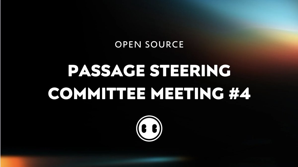 passageio's tweet photo. ICYMI: The fourth Passage Steering Committee meeting took place yesterday!

The committee discussed key updates and priorities including:
• Archive node for Passage Chain
• Marketplace indexer
• NFT staking contracts

View the full meeting notes here: https://t.co/hKI6ePWgUU https://t.co/bJn8bJRQN0