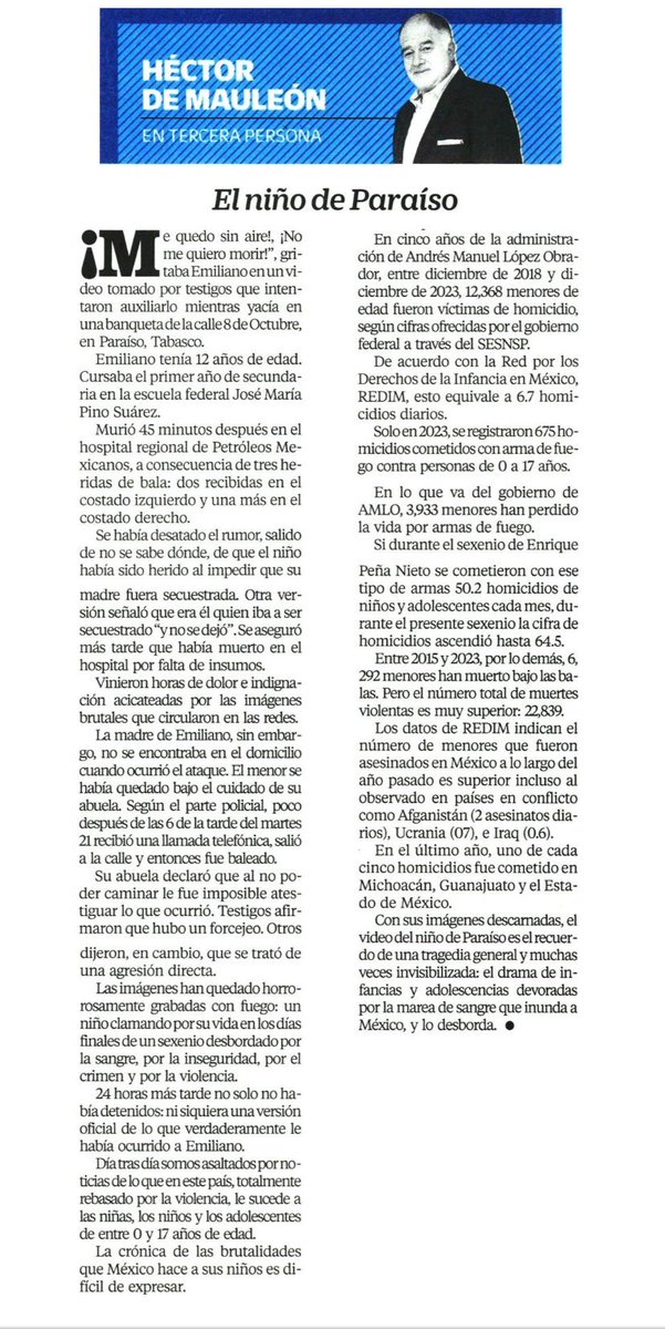 LeonKrauze's tweet photo. Un país que abandona a sus niños.
Una columna desgarradora de @hdemauleon
¿A cuántas generaciones hemos condenado a este dolor?
Esto tiene que acabar… https://t.co/bzxVTr5PAe