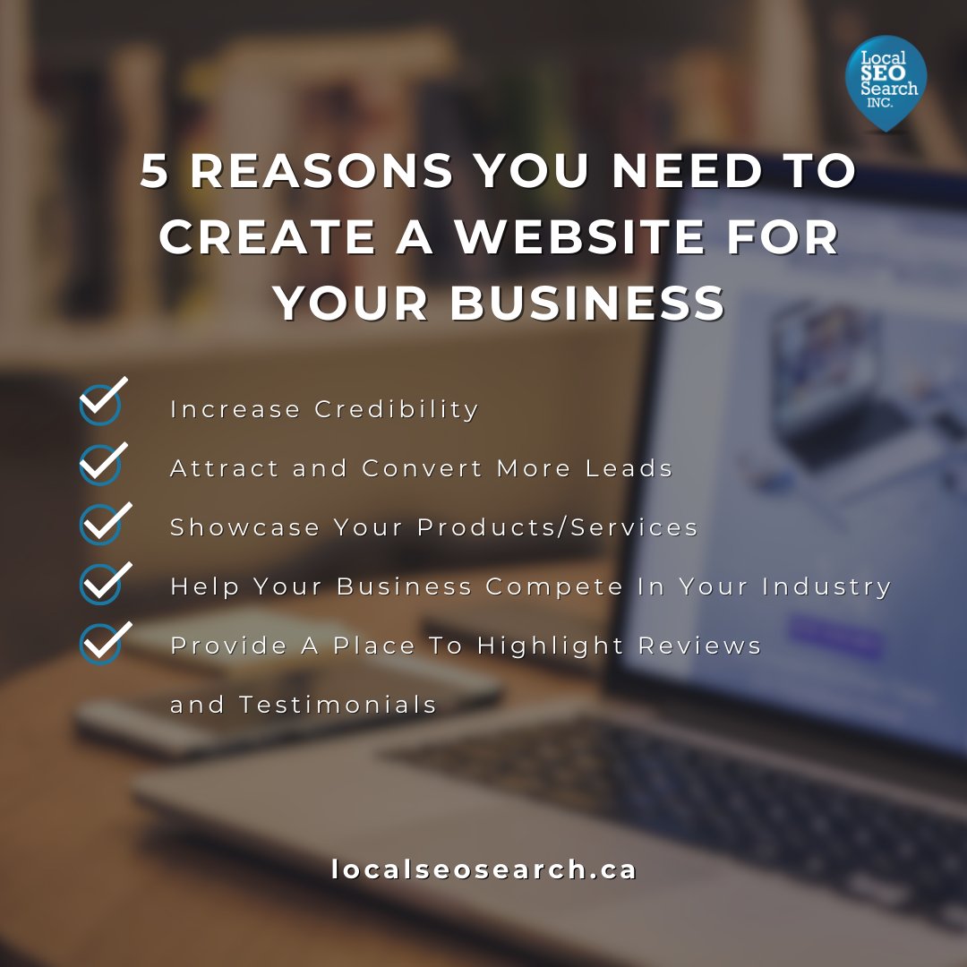 Elevate your business with a website: Boost credibility, attract leads, showcase offerings, stay competitive, & shine with reviews! 💼✨ #BusinessSuccess #DigitalPresence 

Learn more:

localseosearch.ca/5-reasons-you-…