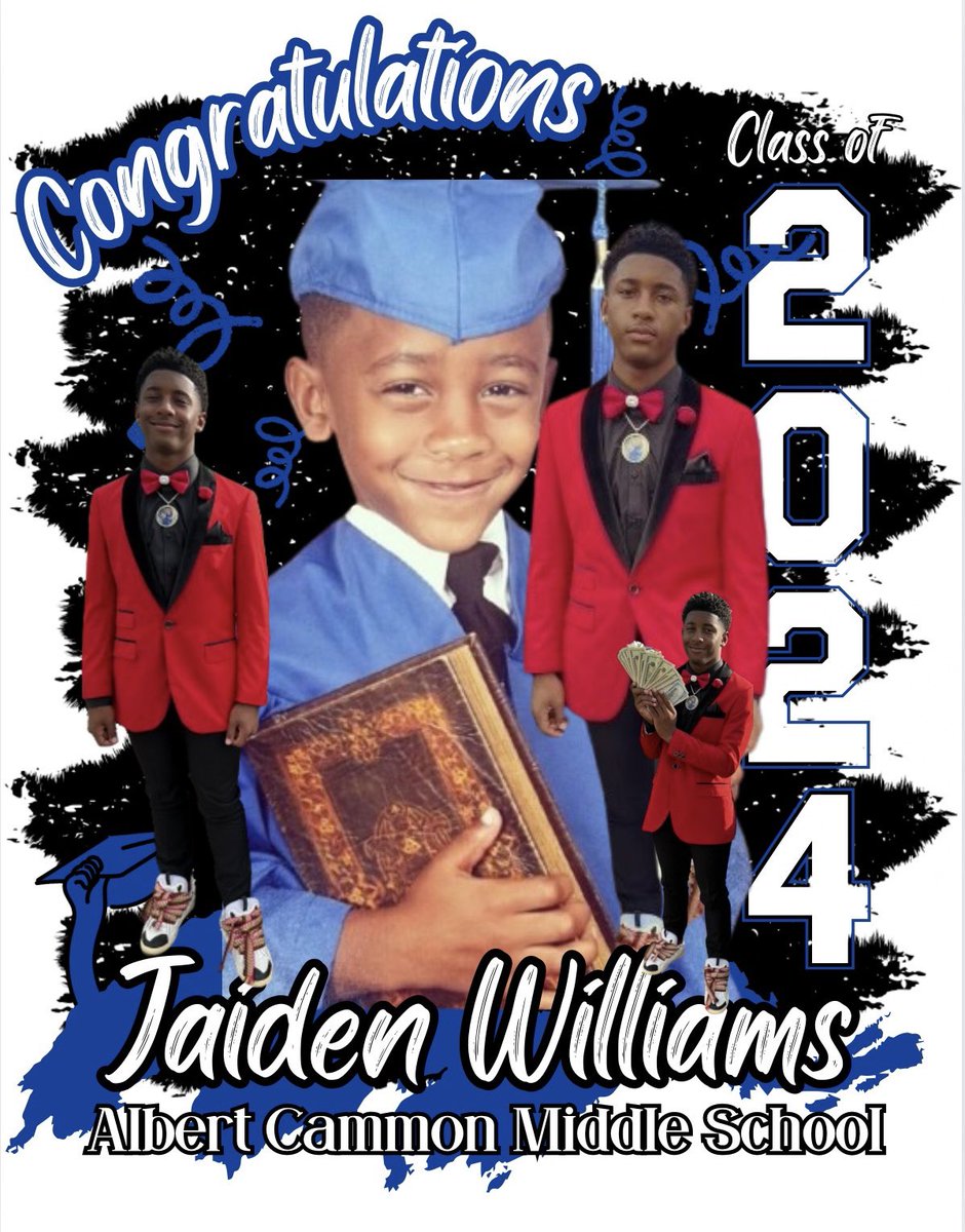 Today is Graduation Day, I’m so proud of my son &’d everything he’s accomplished. Wishing him the best in High School. 
Keep following your dreams &’d making mama proud ! 🥹🎊👨🏾‍🎓💙 #GoodByeMiddleSchool