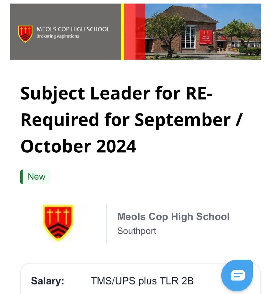 Are you looking for an RE Subject Leader role in a fantastic school? Look no further! Come and join an inspirational team at Meols Cop High. @TeamRE_UK @NATREupdate tes.com/jobs/vacancy/s…