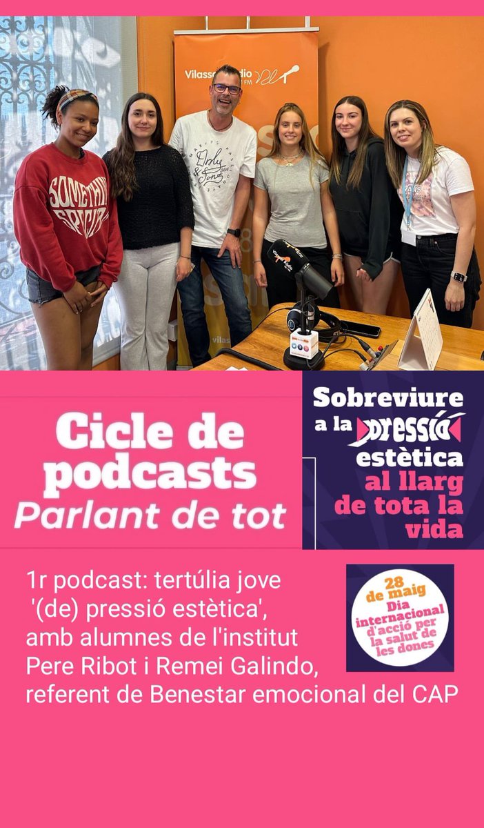 Ja podeu escoltar el 1r pòdcast en motiu del 28M “Dia Internacional d’acció per la salut de les dones”. Avui “Tertúlia Jove” amb el tema “(De)pressió Estètica” amb l’alumnat de 4t d’ESO de @InsPereRibot de @VilassardeMar i Remei Galindo CAP VdM @icscat.  

bit.ly/3wCzgzb
