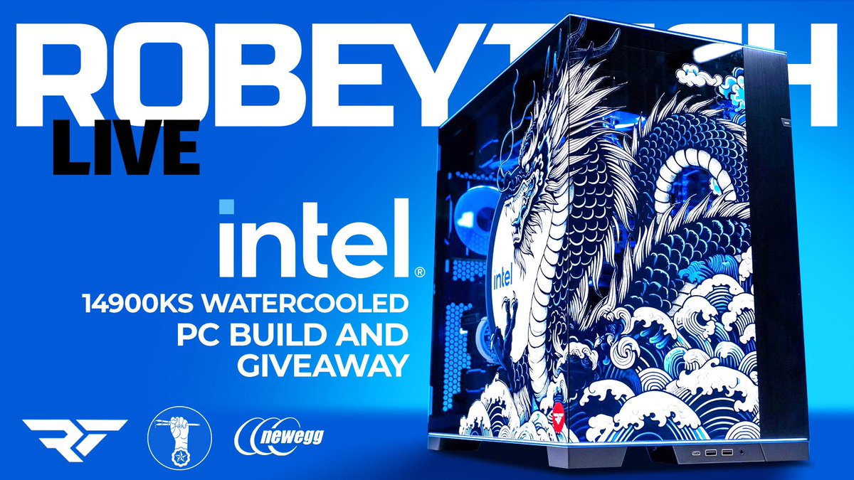 Today on Robeytech (thanks to @Newegg) we are going extreme with this custom water-cooled @IntelGaming 14900KS build featuring the direct to die @EKWaterBlocks Water Block and Water Cooling! Plus an 🌟14900k Giveaway🌟 and benchmarks! Cya at Noon PT - Twitch.tv/robeytech