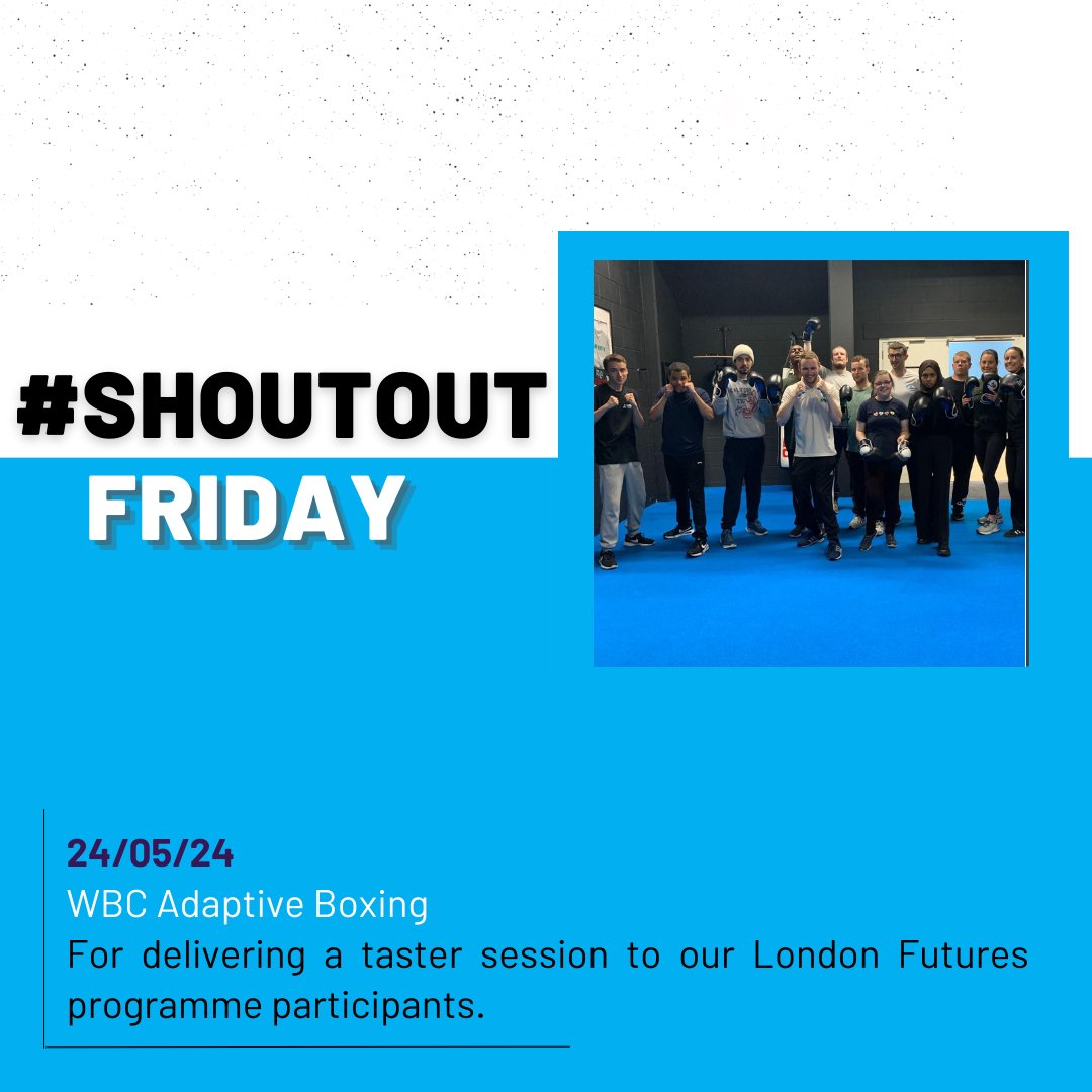 This #shoutoutfriday we want to thank @wbccaresuk (WBC Adaptive boxing) for delivering a taster session to our London Futures programme participants. The young people really enjoyed the session and learnt how boxing can be inclusive for everyone.