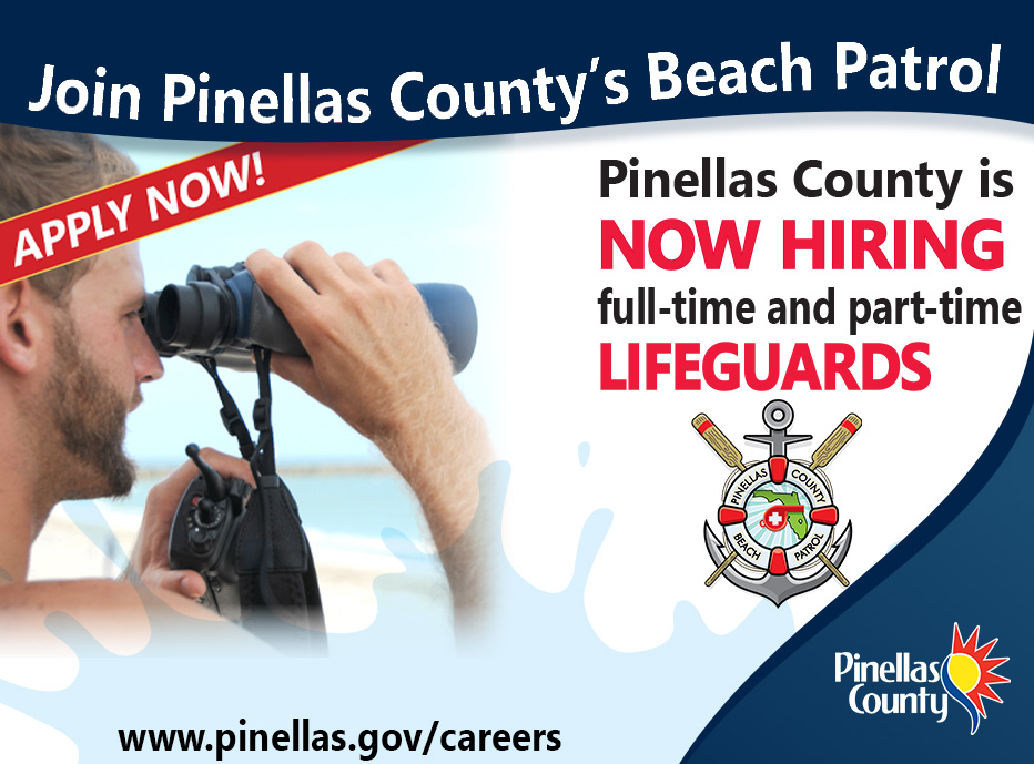 Pinellas County is hiring seasonal lifeguards to be stationed at Fort De Soto, Sand Key, and Fred Howard parks from now to September. Full-time and part-time positions are available. Learn more and apply at pinellas.gov/careers. #PCPARK