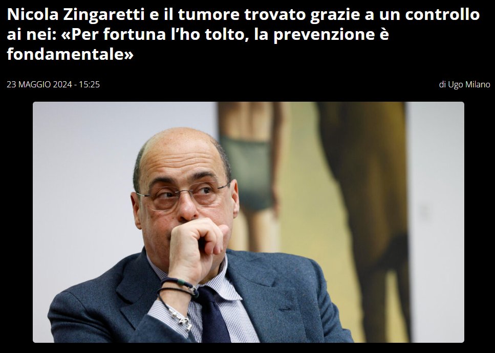 E' una delle rare volte in cui sono d'accordo con Zingaretti. Fate prevenzione perchè spesso salva la vita.