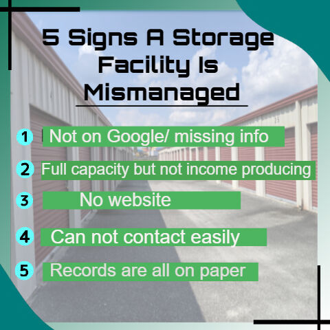 Attention beginner self-storage investors- Do you know the signs of a mismanaged facility? Mismanaged facilities can be the perfect opportunity for you to break into the industry because of their cheaper prices and high ROI potential. Have you run into other signs that a facili