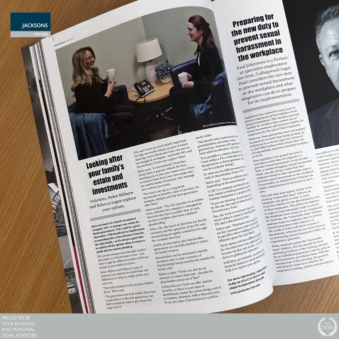 We are thrilled to announce that Helen Milburn and Rebecca Louge have been featured in the 101st Edition of the Northern Insight Magazine page 62, where they talk about looking after your family’s estates and investments. 

Read more now: 👉🏼 (buff.ly/3WRXBLO)