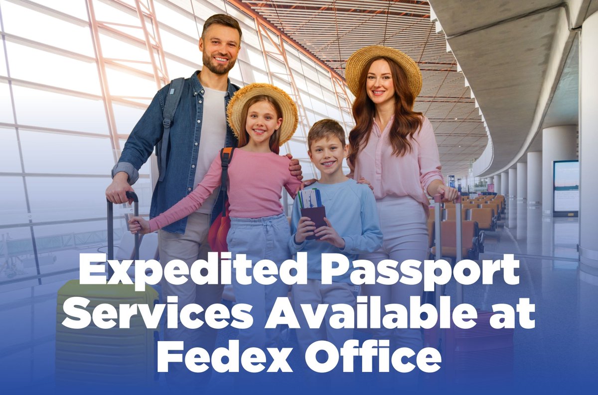 rushmypassport's tweet photo. Expedited passport services are available at a @FedExOffice location near you!

If you need to renew your passport, visit your local FedEx Office and choose from a wide range of passport processing options. 

Learn more ⬇️
https://t.co/bBzjMDWFIx https://t.co/ySNvSY1pqn