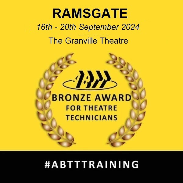 The #ABTT Bronze Award for Theatre Technicians taking place in Ramsgate on 16 - 20 September. Our most popluar training programme designed to provide the basic skills required to progress as a Technician. Details: abtt.org.uk/events/abtt-br… #Theatre #Backstage #TechnicalTheatre