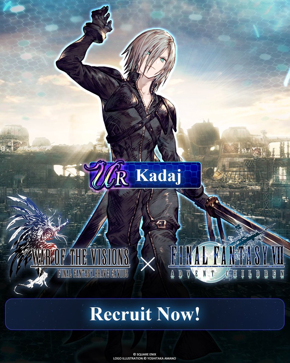 The War of the Visions Final Fantasy Brave Exvius x FFVII Advent Children collab continues with new unit Kadaj! Recruit today! Follow @wotvffbe for more info! #WOTVFFBE x #FFVIIAC