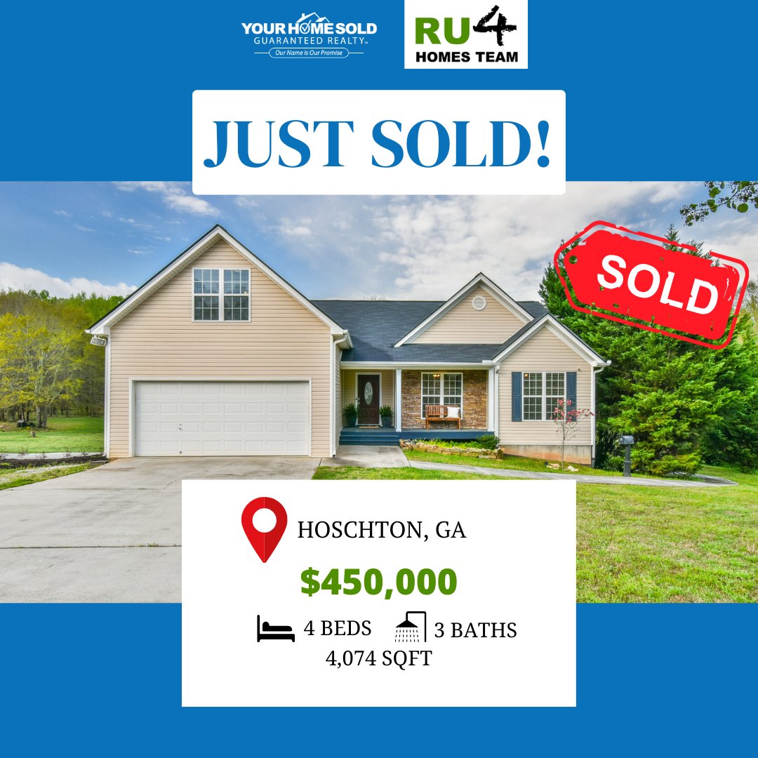 We've just sold this home! ♥ Located in Hoschton, GA. If you are thinking of selling your home, reach out to Dwight today at 678-971-2258 for Guaranteed results!!! 😉 Take advantage of our Guaranteed Sold Program! 💚