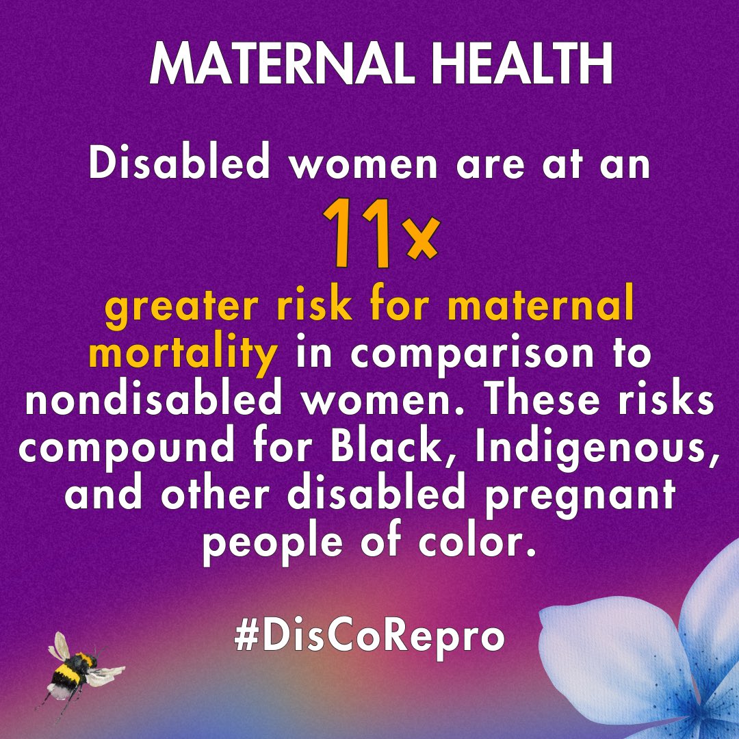 Did you know? Maternal mortality is 11x higher for disabled people, especially multi-marginalized disabled people! We can counter this by passing the Black Maternal Health #Momnibus! Call your reps!