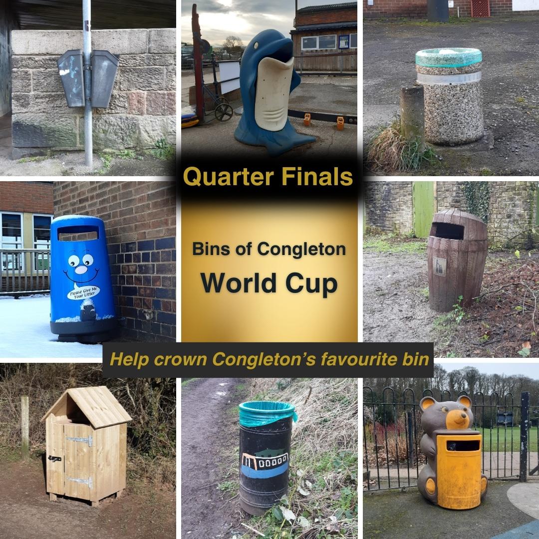 And then there were 8! 

The Bins of Congleton World Cup reaches the Quarter Finals stage.

Which litter receptacle will be crowned Congleton's Favourite Bin? You decide!
instagram.com/bins_of_congle…
#keepbritaintody #Thursdaybins
#bins #litter
