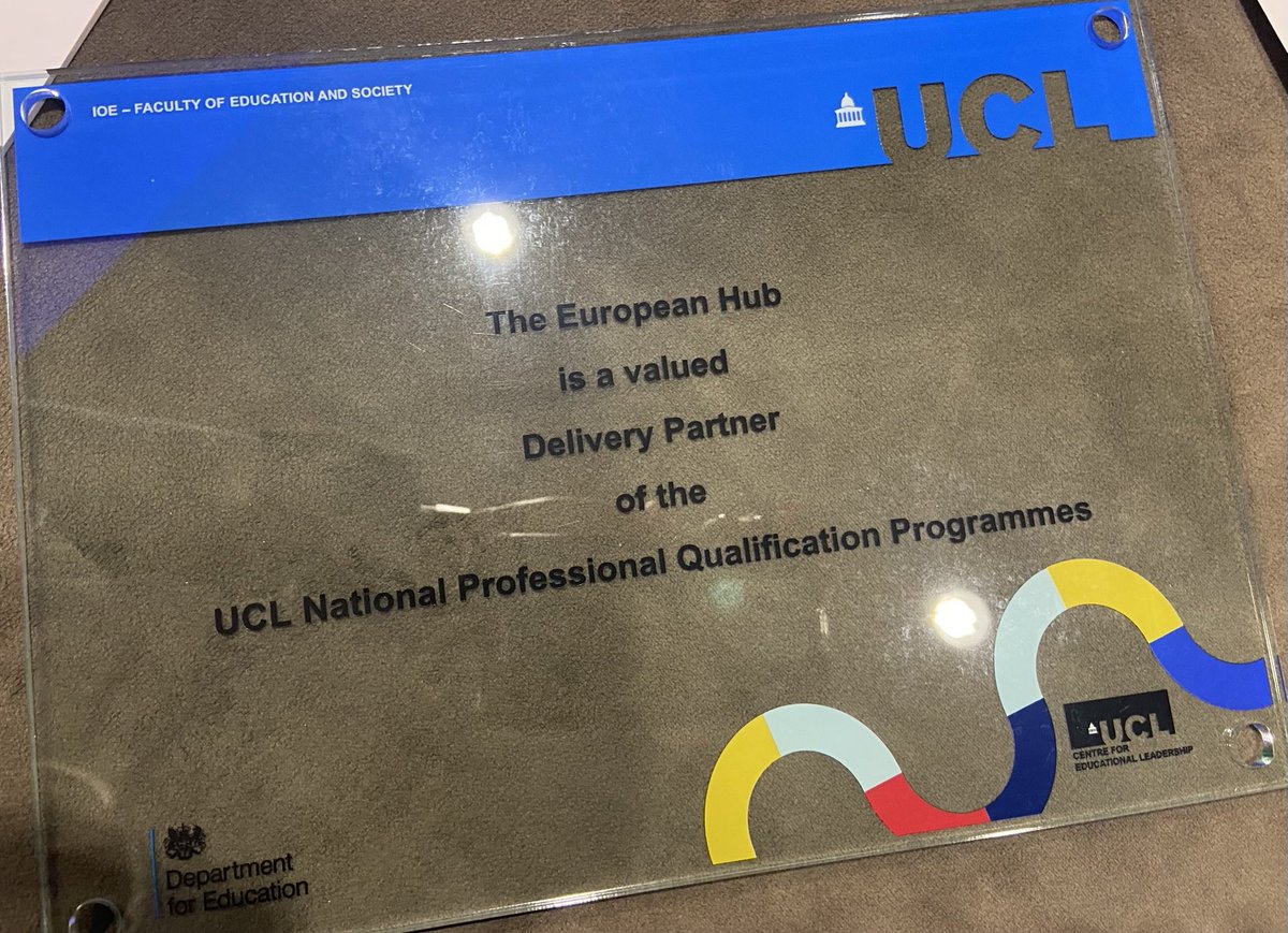 PLLeadershipMel's tweet photo. Thank you ⁦@CEL_IOE⁩ for the last 2 days of rich and varied PL ⁦@ucl⁩ #ECFNPQConference. ⁦@STGeorges_LUX⁩ &amp; ⁦@BSB_Brussels⁩ are delighted to receive our #EuropeanHub Delivery Partner plaque and be welcomed into a wide community of researchers-practitioners https://t.co/ubmFZob6Au