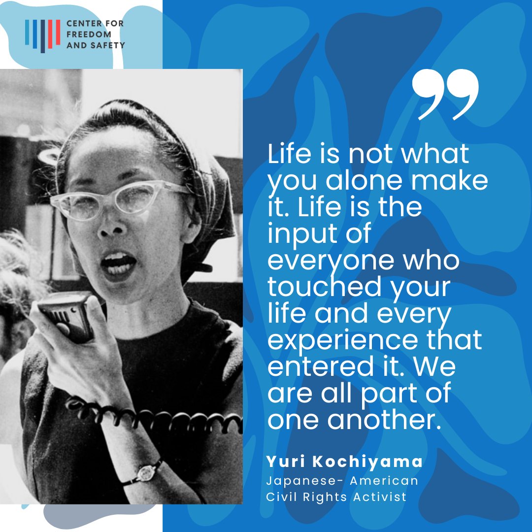 CFSorg's tweet photo. During Asian American, Native Hawaiian, and Pacific Islander Heritage Month, we reflect on Yuri Kochiyama's powerful words. This quote serves as a poignant reminder that hate diminishes the value of our interconnectedness and shared humanity. https://t.co/fGnE9yDfIX