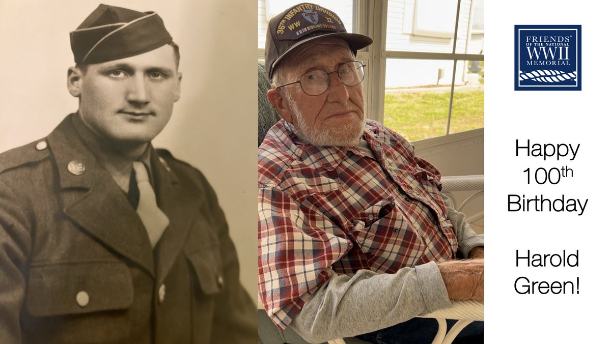 Happy 100th Birthday to WWII veteran Harold Green! Harold served his country from 1944-1946 as a member of the U.S. Army's 36th Infantry Division in Central Europe. Please share your birthday wishes by signing the virtual card at the link below. wwiimemorialfriends.org/birthday-card/…