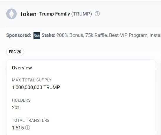 TrumpFamily_Eth's tweet photo. 2 days and 200 $TRUMP holders, next stop 500. The meme market will soon be ours! https://t.co/1cG3T8KkIB