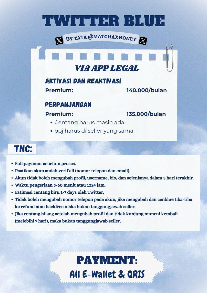 Morning!🤩
Hari ini aku open cenblu juga ya buat yang ingin aktivasi dan perpanjangan cenblu bisa order di aku💙🙌🏻
☆ sudah ada testi + bergaransi
☆ order? wa.me/+6288976583487
#zonauang #Zonajajan #ZonaBA