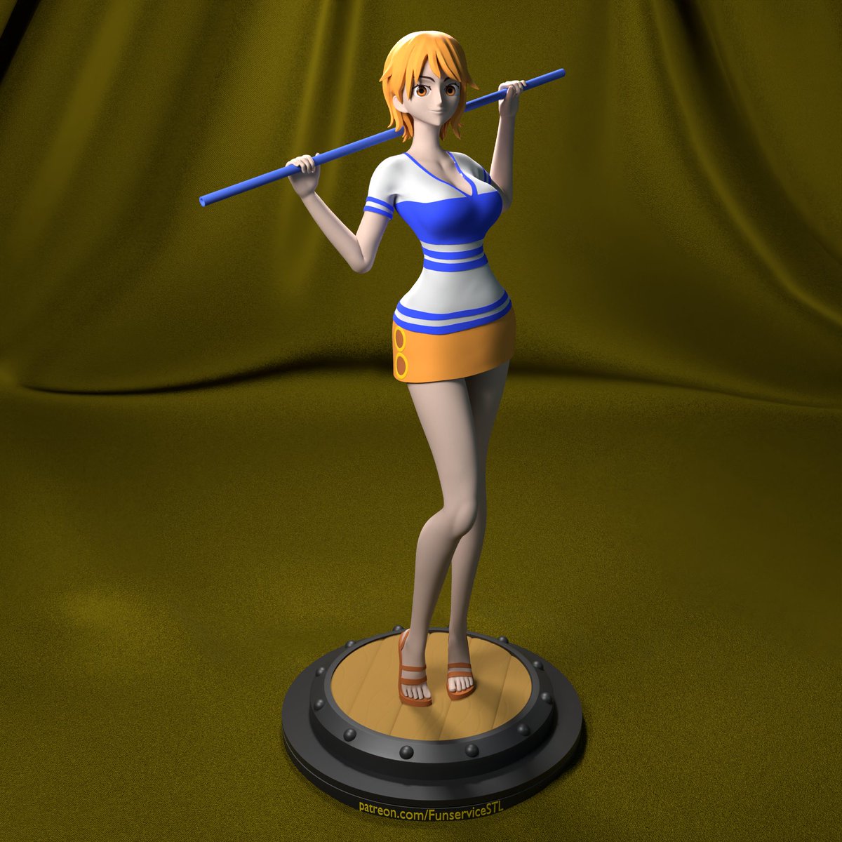 FunserviceStl's tweet photo. Young Nami from One piece for 3d print. https://t.co/70g6PjO7M5 #stl #waifu #3Dprinting #3dprinter #3dart #3d #3DModel #Figures #sculpture #patreon #cute #girl #fanservice #funservice #anime #manga #onepiece #nami https://t.co/ggVpvBhpJY