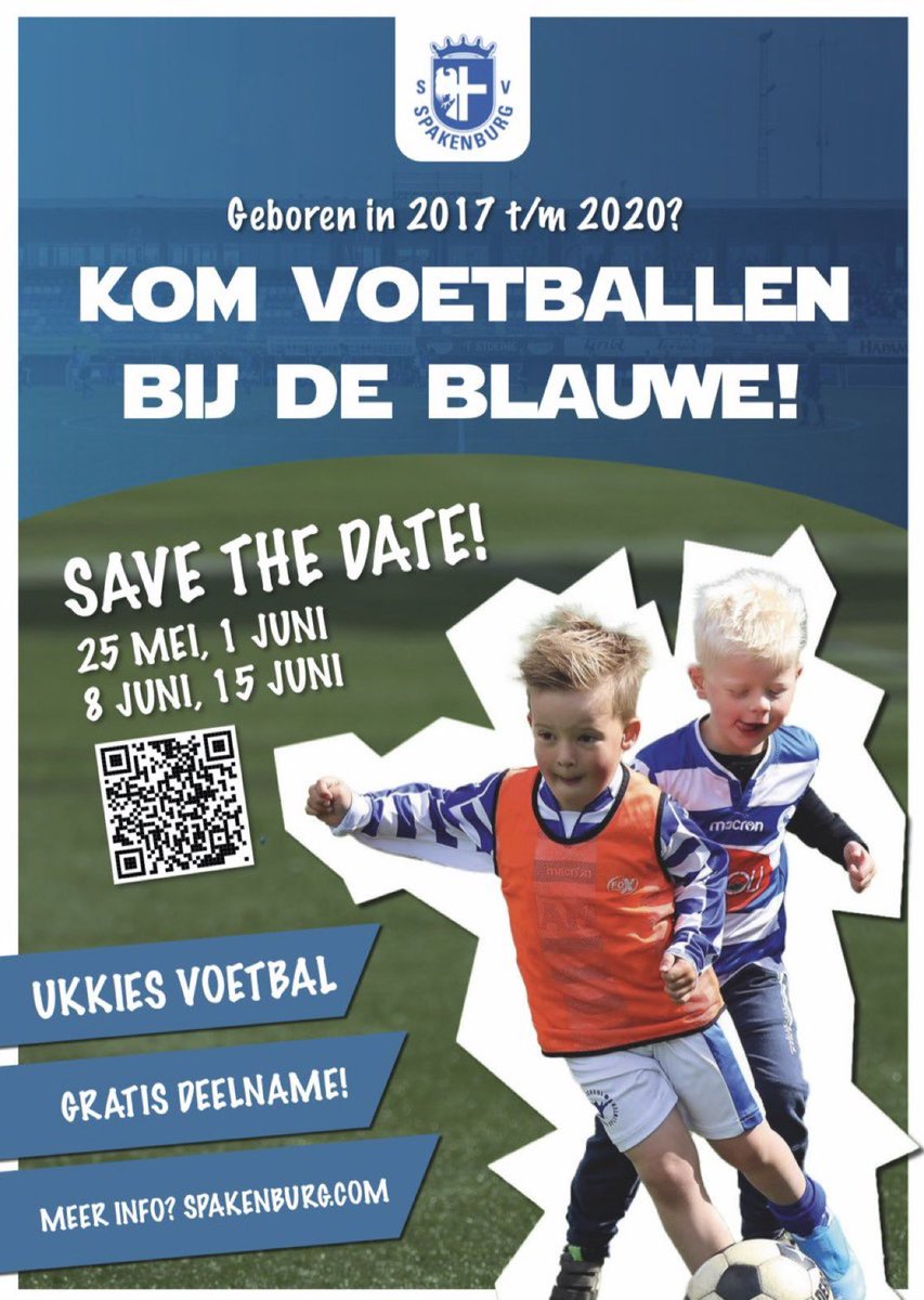 SV_Spakenburg's tweet photo. UKKIES | Aanstaande zaterdag gaan we beginnen met de Ukkie-dagen. 

De komende vier weken kan je GRATIS kennis maken met het voetbal bij SV Spakenburg! 

Meld je aan via: https://t.co/Bnj6vjD6Mt

We beginnen om 10:00 uur, tot dan en Forza Blauwen! https://t.co/VKvk6Ap6oZ