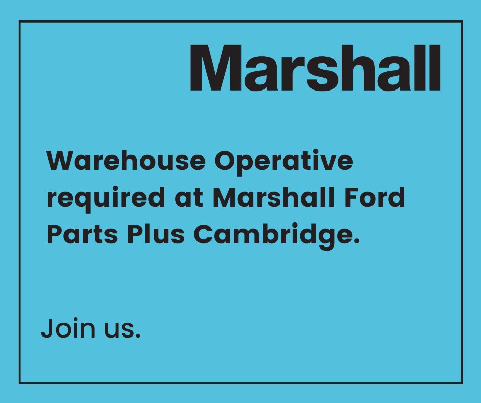 Warehouse Operative required at Marshall #Ford Parts Plus #Cambridge. Join us. To find out more and to apply online see > ce0572li.webitrent.com/ce0572li_webre… #jobs