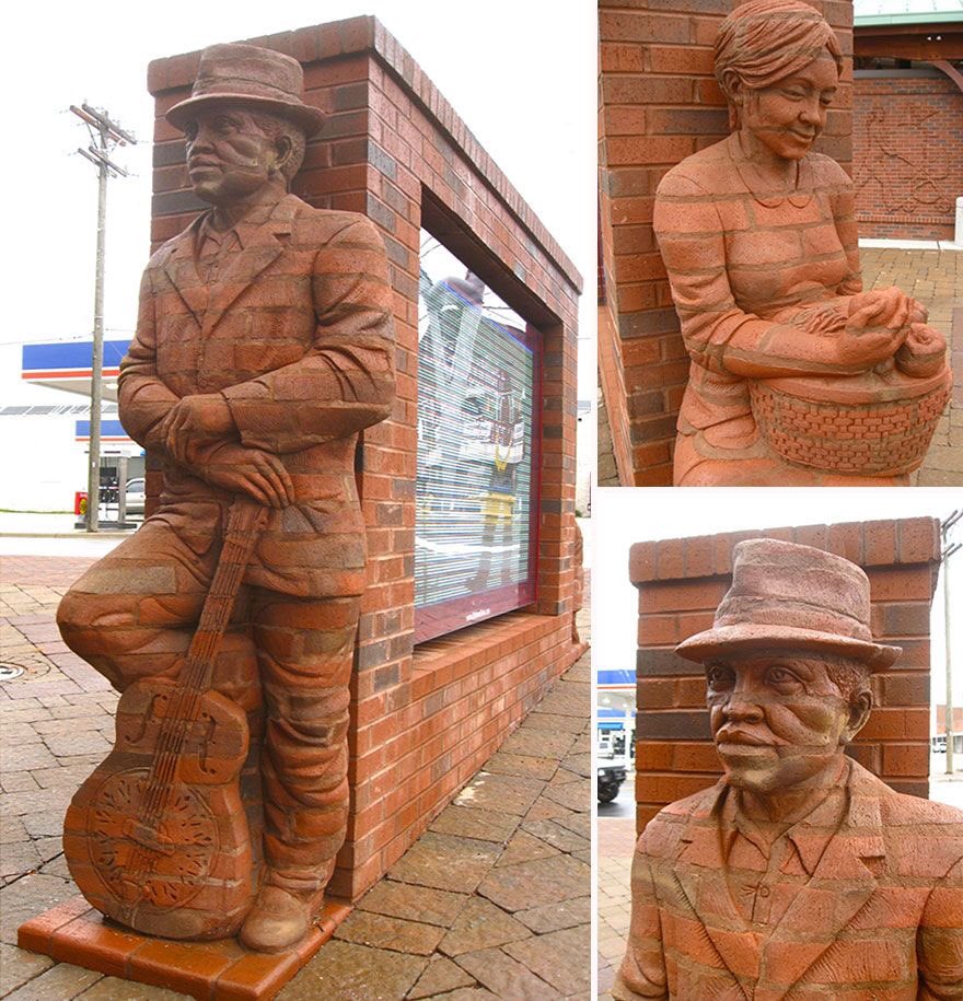 Brad Spencer Making folk out of bricks I’ve posted the children before these are lovely. Very clever craftsman with bricks He lives in the clay rich Carolinas in America
