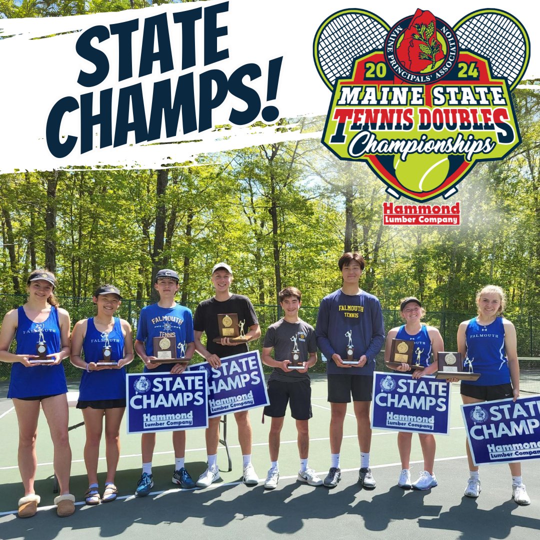 ⭐️STATE CHAMPIONS⭐️ '24 Maine State 🎾 Championships | DOUBLES presented by Hammond Lumber Company GIRLS 🥇 G. Mick/G. Long of Falmouth 🥈 M. McPheeters/J. Nunley of Falmouth BOYS 🥇C. Wolak/E. Sidhu of Falmouth 🥈 K. Chamberlain/R. Li of Falmouth #MPASports