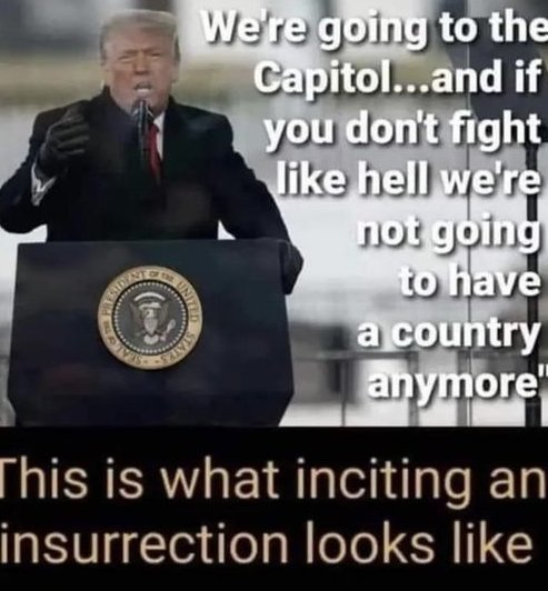 WTF else do they need to charge Trump with inciting an insurrection other than these words...ALONE? The MF'er said more damaging stuff but this should've been the icing on the cake! Do you agree? Yes or No?
