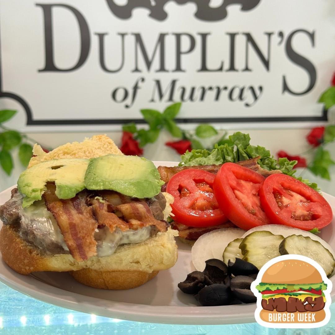 🍔MKY Burger Week🍔- - Dumplin’s of Murray 

Dumplin’s ABC Burger (avocado, bacon, cheese on a steak burger meat and on Dumplin’s Roll)

See ALL specialty burgers/pizza for MKY Burger Week here &gt;&gt;&gt; tourmurray.com/murrayburgerwe…

#MKYBurgerWeek #MurrayKY