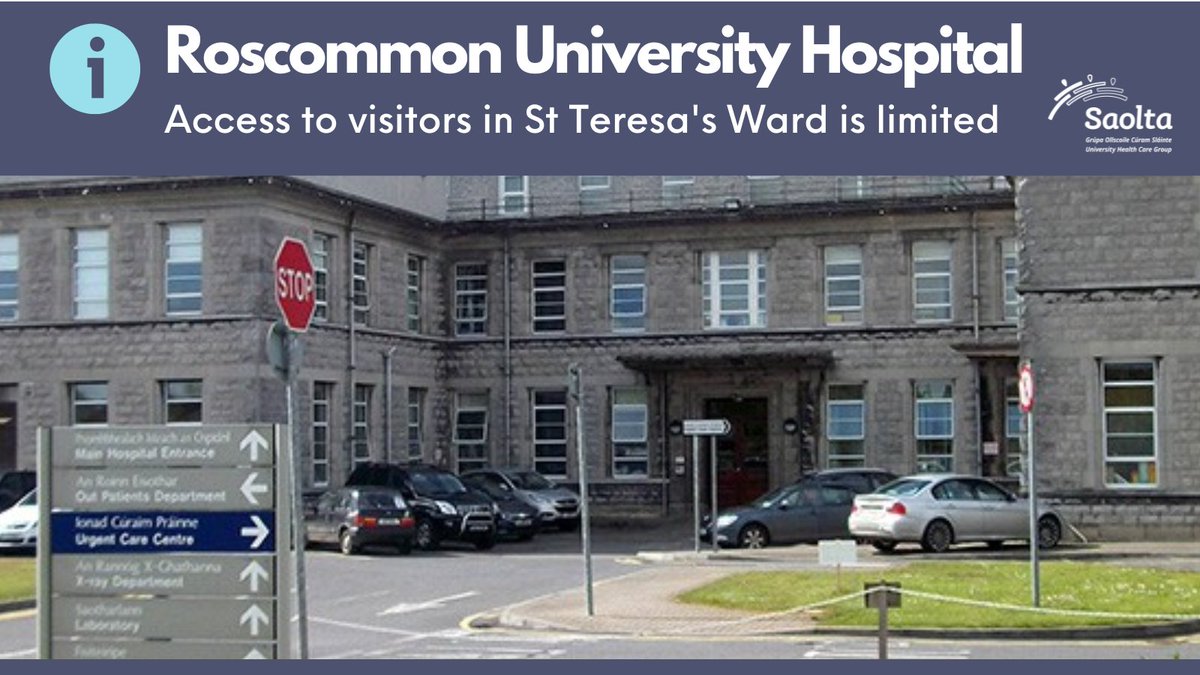 Due to an outbreak of COVID19 on St Teresa's Ward visiting is limited to compassionate grounds only. Visitors to other areas of the hospital please note: - Wash your hands / use hand gel regularly - Masks are available throughout the hospital - Do not visit if you are unwell