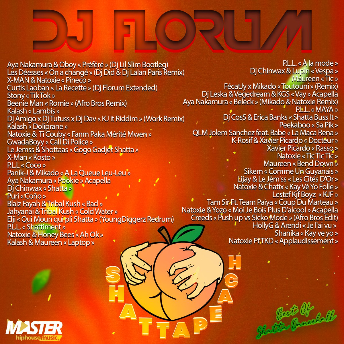 DjFlorum's tweet photo. Nouvelle mixtape d’1h15 avec le best of SHATTA ! 🍑
C’est gratuit et c’est ici onglets podcasts -> https://t.co/qpGT9T5mja https://t.co/wE85UXdFCv