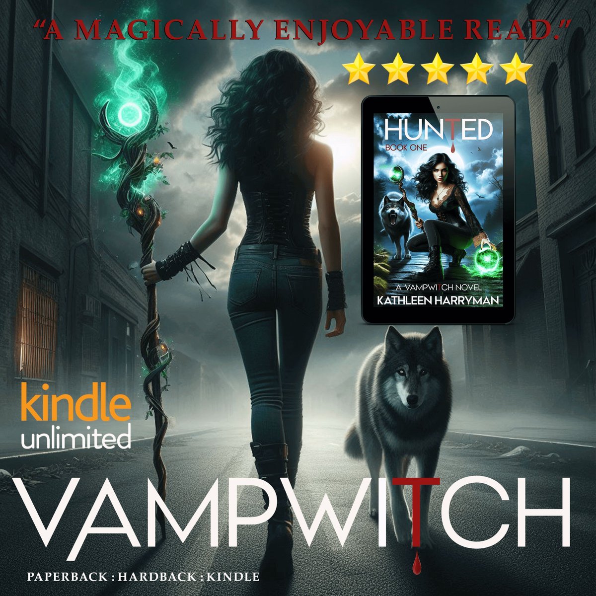 #BookReview 'Hunted: A Vampwitch Novel is a catchy and moving fantasy novel that is the perfect read.” #KU #Kindle #Paperback Release your inner #Vampwitch buff.ly/3UsDliv #paranormalromance #paranormal #supernatural #fantasy #vampires #witches #werewolves #IARTG