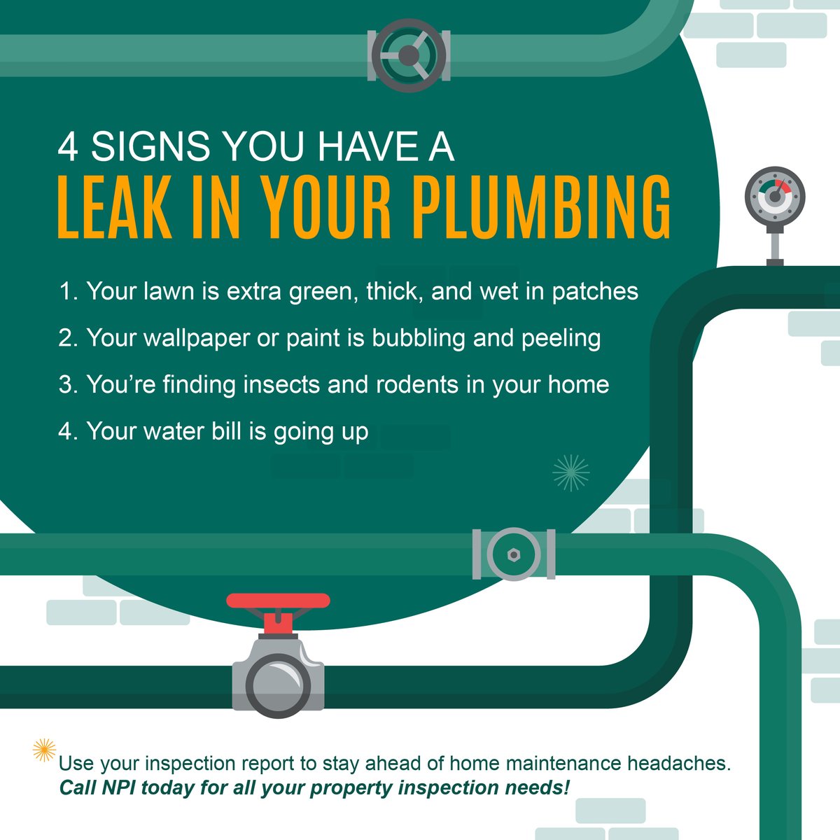 Not all of your home's plumbing leaks are immediately evident, but a trained eye can catch these issues early on. Here are a few unconventional ways that you can identify plumbing problems! #npihome #plumbing #homemaintenance