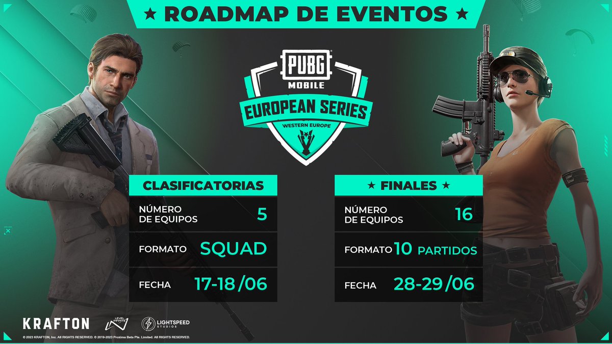 ¡Las inscripciones ya están abiertas! 

Obtén la oportunidad de representar a tu país y ganar una parte del premio de 6.000€
🙌 Reúnete y únete al servidor oficial para participar: discord.com/invite/pubgmes…
#PUBGMOBILE #EuropeanSeries #ClashofNations