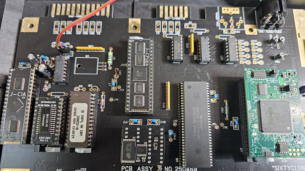 RetroWizzard's tweet photo. Testing the new #JCPU in my #Commodore #C64GS clone.
So far it works like a charm.๐ฅณ
Thanks @RSReStore!๐
Only one chip missing from a 100% new parts system (eproms don't count, lol). Can you spot it?
#RetroGaming #RetroComputing
#SixtyClone https://t.co/QiYtlsLhSk