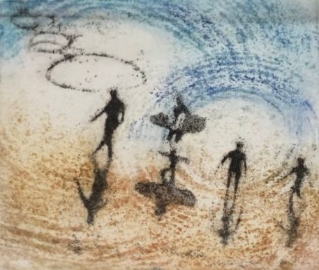 SBPrintmakers's tweet photo. This lovely work by our Artist in Focus Theresa Pateman is called 'Stepping Out' and is etching and available in different colour ways . I think I like the blue one best, what do you think? #imsteppingout #printmaking #etching #affordableart https://t.co/UfpTUYmCja